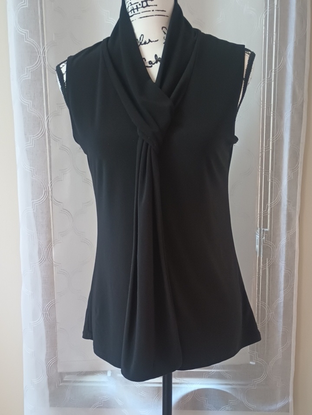 Women's Black Knot-Scarf Camisole Top